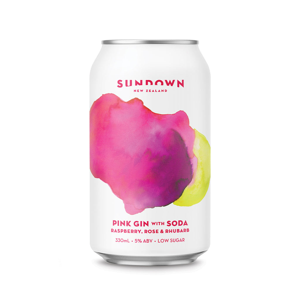 Sundown Cans - Pink Gin with Soda + Raspberry + Rose & Rhubarb